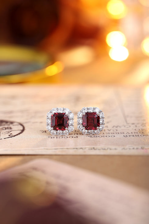 S925 silver natural garnet earrings W 4.17ct