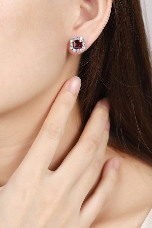 S925 silver natural garnet earrings W 4.17ct