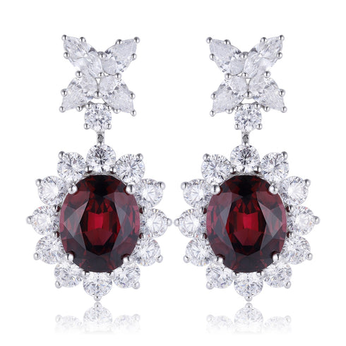 S925 silver natural garnet earrings W 9.3ct