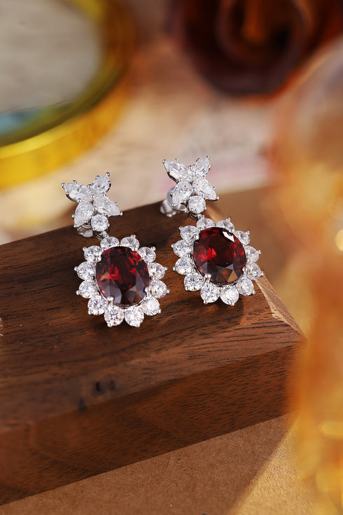 S925 silver natural garnet earrings W 9.3ct