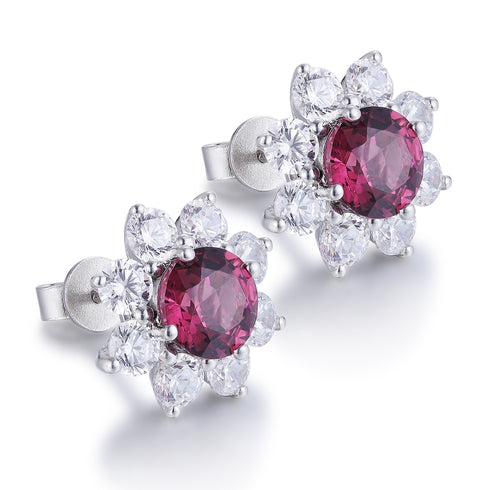 S925 silver natural garnet earrings W 2.77ct