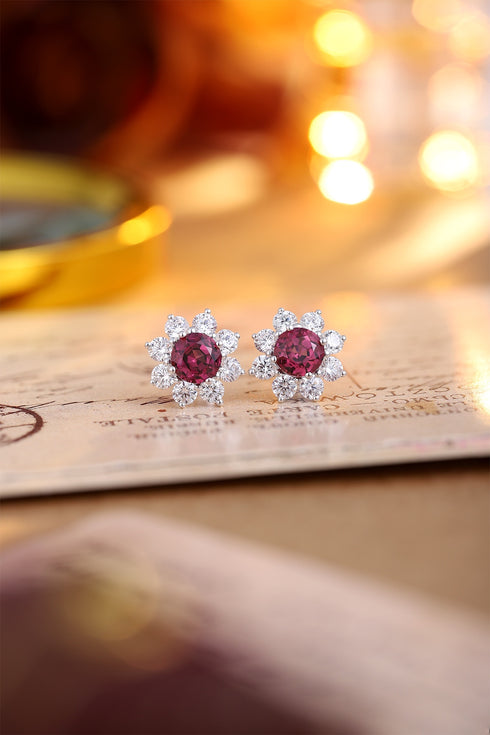 S925 silver natural garnet earrings W 2.77ct