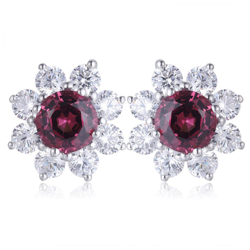 S925 silver natural garnet earrings W 2.77ct
