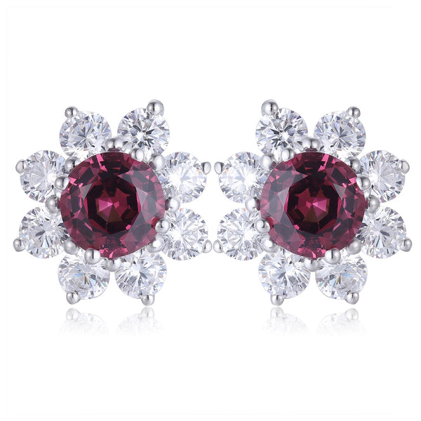 S925 silver natural garnet earrings W 2.77ct