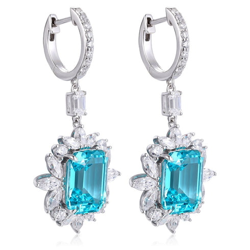 S925 silver cultured Paraiba earrings A 18.27ct