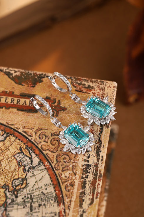 S925 silver cultured Paraiba earrings A 18.27ct