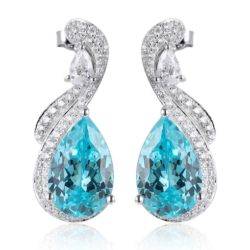 S925 sterling silver cultured Paraiba Earrings W 10.6ct