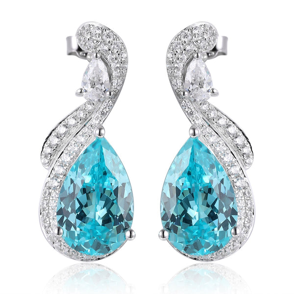 S925 sterling silver cultured Paraiba Earrings W 10.6ct