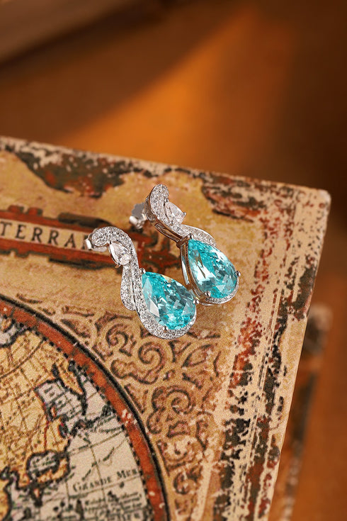 S925 sterling silver cultured Paraiba Earrings W 10.6ct