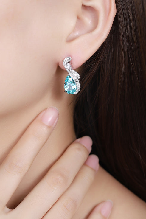 S925 sterling silver cultured Paraiba Earrings W 10.6ct