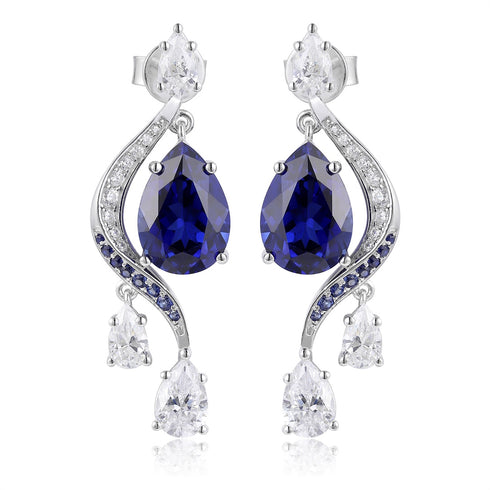 S925 silver cultured sapphire earrings A 5.2ct