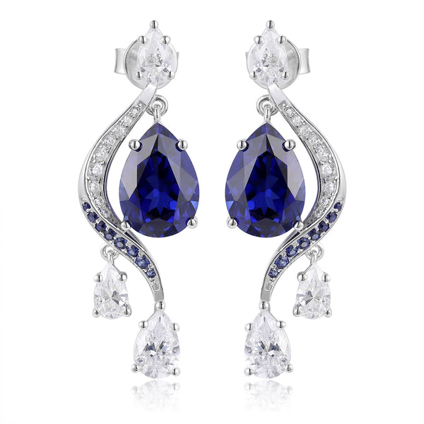 S925 silver cultured sapphire earrings A 5.2ct
