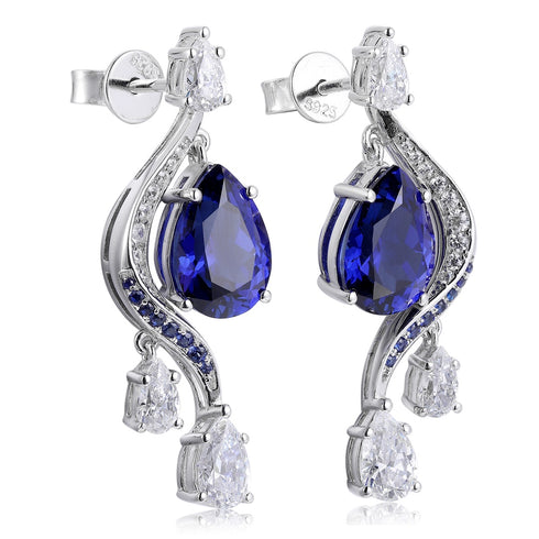 S925 silver cultured sapphire earrings A 5.2ct