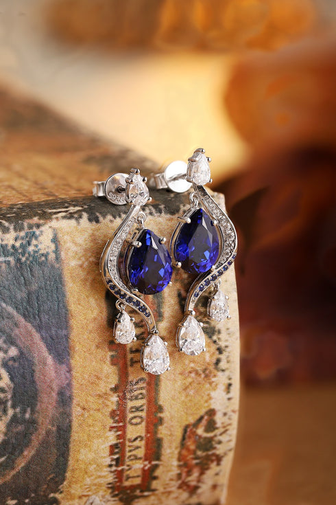 S925 silver cultured sapphire earrings A 5.2ct