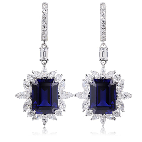 S925 silver cultured sapphire earrings A 14.32ct