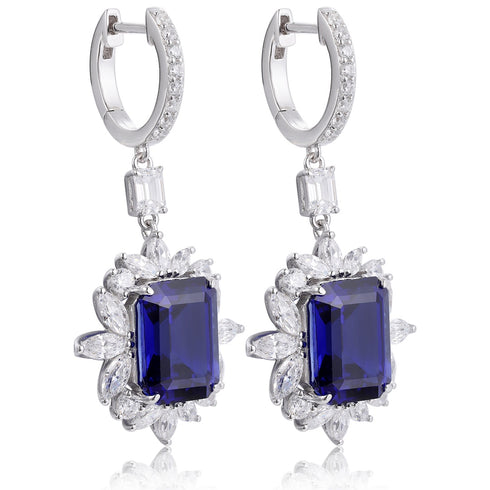 S925 silver cultured sapphire earrings A 14.32ct