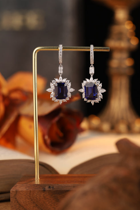 S925 silver cultured sapphire earrings A 14.32ct