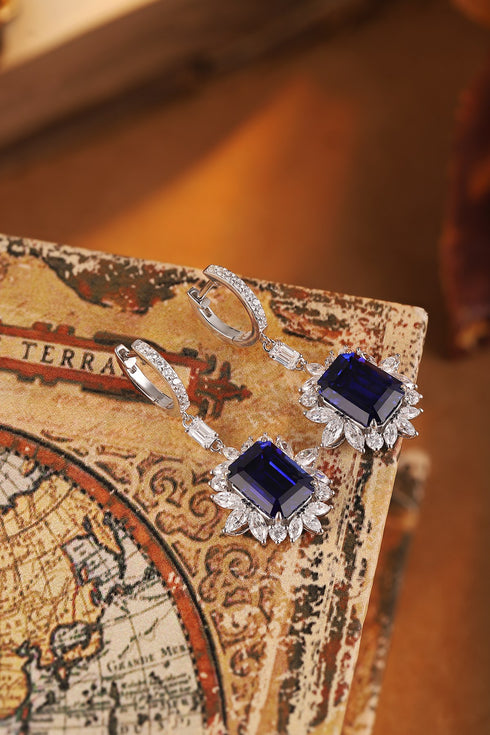 S925 silver cultured sapphire earrings A 14.32ct