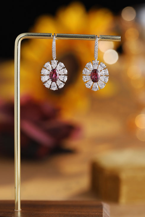 S925 silver natural garnet earrings W 2.04ct