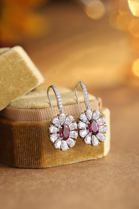 S925 silver natural garnet earrings W 2.04ct