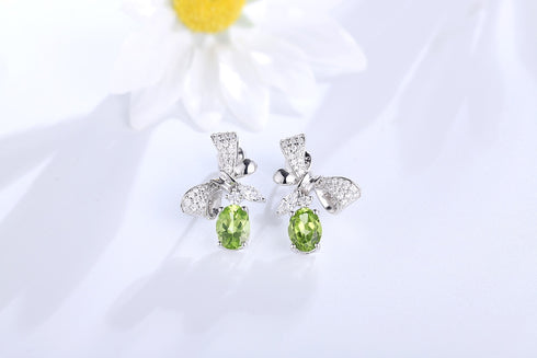 S925 silver natural peridote earrings A 2.61ct