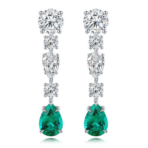 S925 sterling silver cultured emerald earrings A 3.63ct