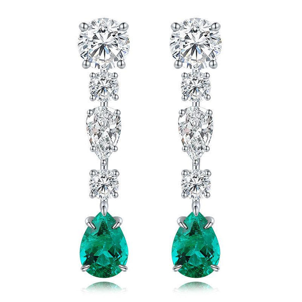 S925 sterling silver cultured emerald earrings A 3.63ct