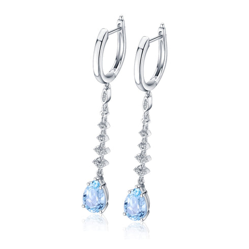 S925 silver cultured aquamarine earrings A 3.07ct