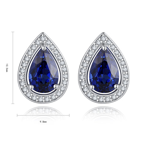 S925 sterling silver cultured sapphire earrings A 2.95ct