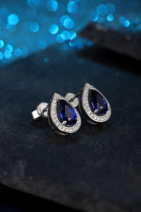 S925 sterling silver cultured sapphire earrings A 2.95ct