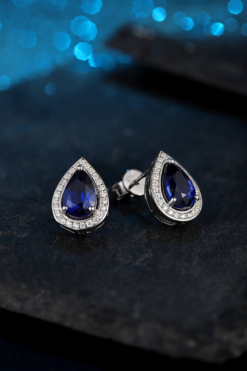 S925 sterling silver cultured sapphire earrings A 2.95ct