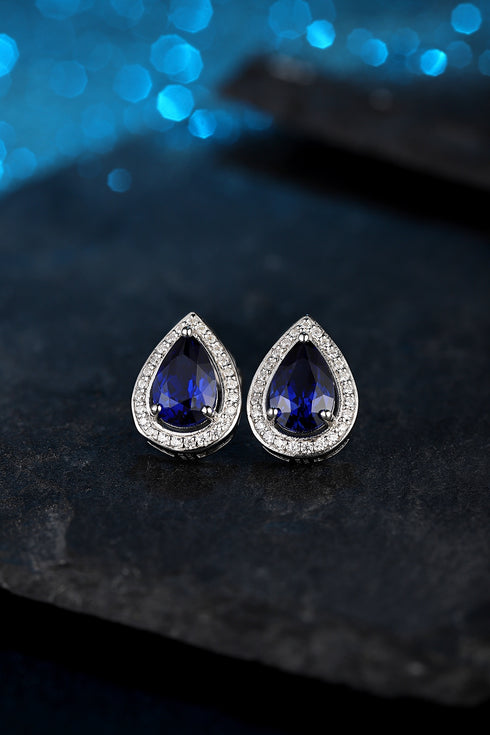 S925 sterling silver cultured sapphire earrings A 2.95ct