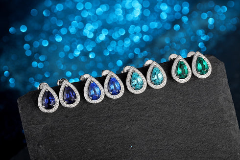 S925 sterling silver cultured sapphire earrings A 2.95ct