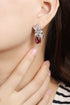 S925 sterling silver cultured red sapphire earrings W 8.5ct