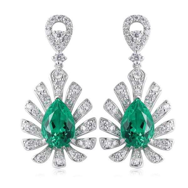 S925 silver cultured emerald earrings W 3.5ct
