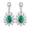 S925 silver cultured emerald earrings W 3.5ct