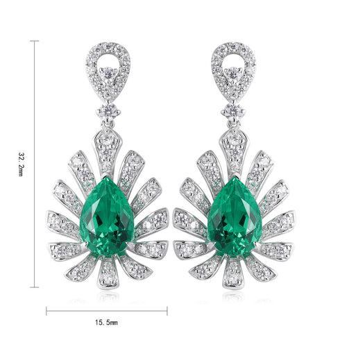 S925 silver cultured emerald earrings W 3.5ct