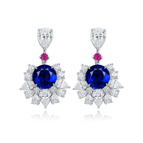 S925 silver cultured sapphire earrings A 5.75ct