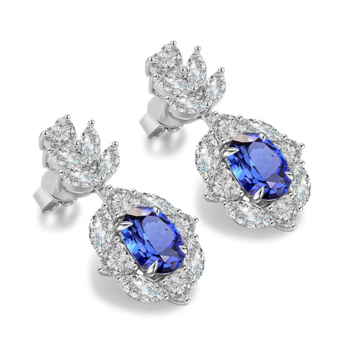 S925 silver cultured sapphire earrings W 5.09ct