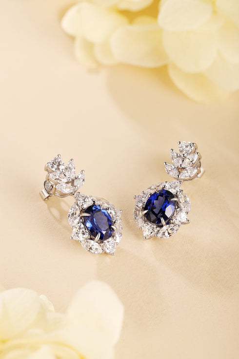 S925 silver cultured sapphire earrings W 5.09ct