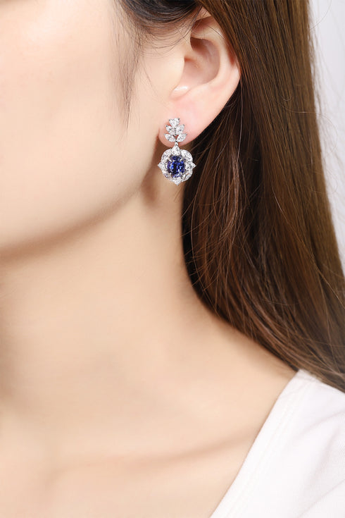 S925 silver cultured sapphire earrings W 5.09ct