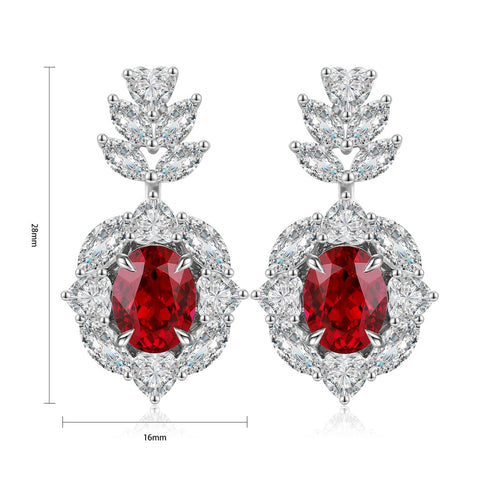 S925 silver cultured red sapphire earrings W 5.31ct