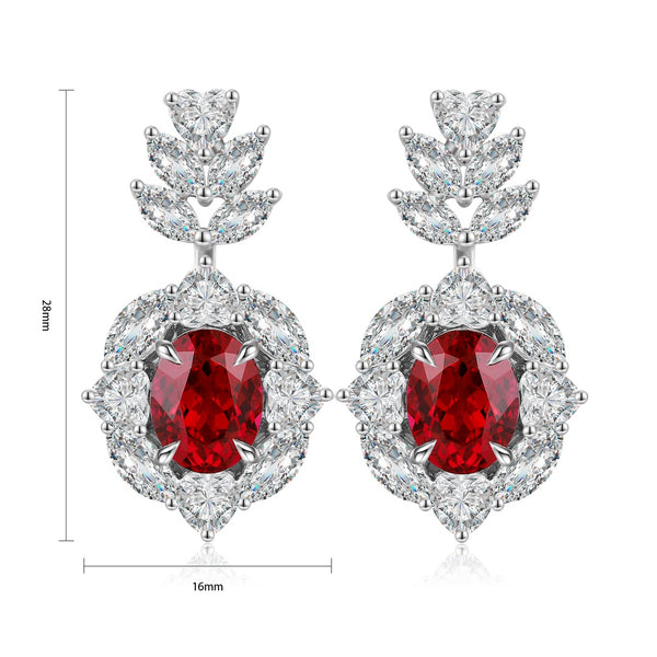 S925 silver cultured red sapphire earrings W 5.31ct