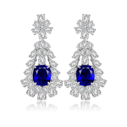 S925 silver cultured sapphire earrings W