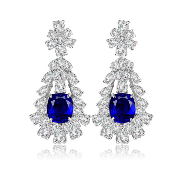 S925 silver cultured sapphire earrings W