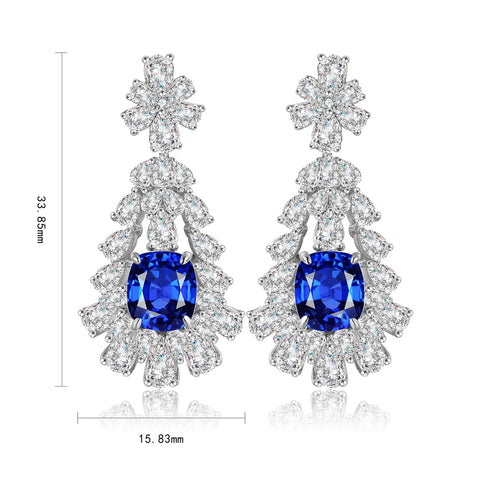 S925 silver cultured cobalt spinel earrings W 4.5ct