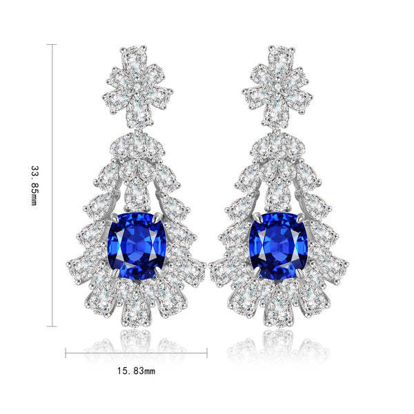 S925 silver cultured cobalt spinel earrings W 4.5ct