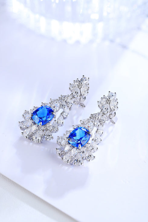 S925 silver cultured cobalt spinel earrings W 4.5ct