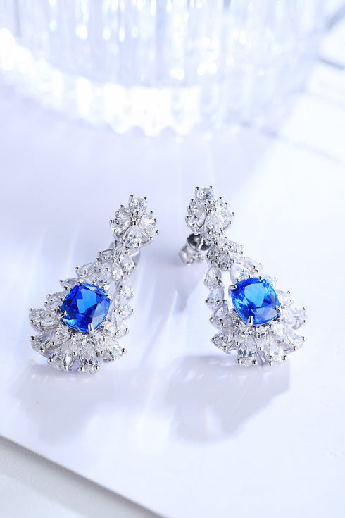 S925 silver cultured cobalt spinel earrings W 4.5ct
