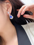 S925 silver cultured cobalt spinel earrings W 4.5ct